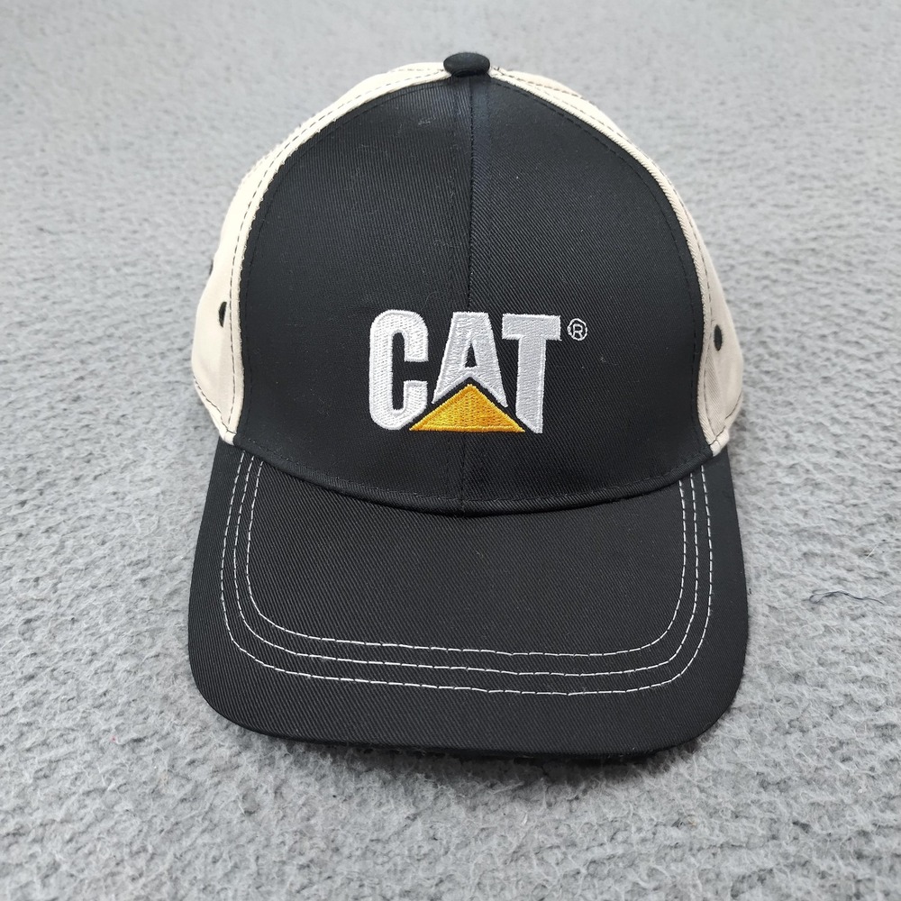 CAT Hat Cap Strap Back Black Khaki Twill Workwear Construction Mens One Size